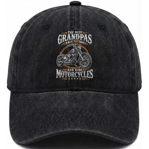 Biker Grandpa Best Grandpas Have Tattoos and Ride Motorcycles Washed Cotton Baseball Cap TS10 Print Your Wear