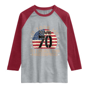 70th Birthday Raglan Shirt It Took Me 70 Years To Create This Masterpiece Vintage American Flag TS10 Heather Gray Heather Red Print Your Wear