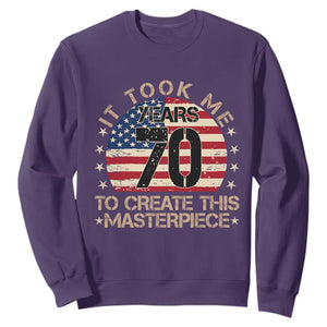 70th Birthday Sweatshirt It Took Me 70 Years To Create This Masterpiece Vintage American Flag TS10 Purple Print Your Wear
