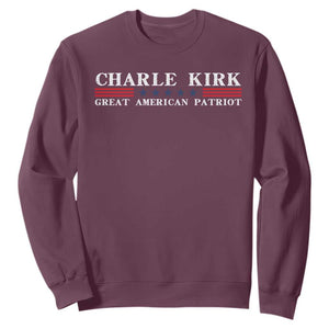 Charlie Kirk Sweatshirt Great American Patriot USA Freedom Conservative TS10 Maroon Print Your Wear