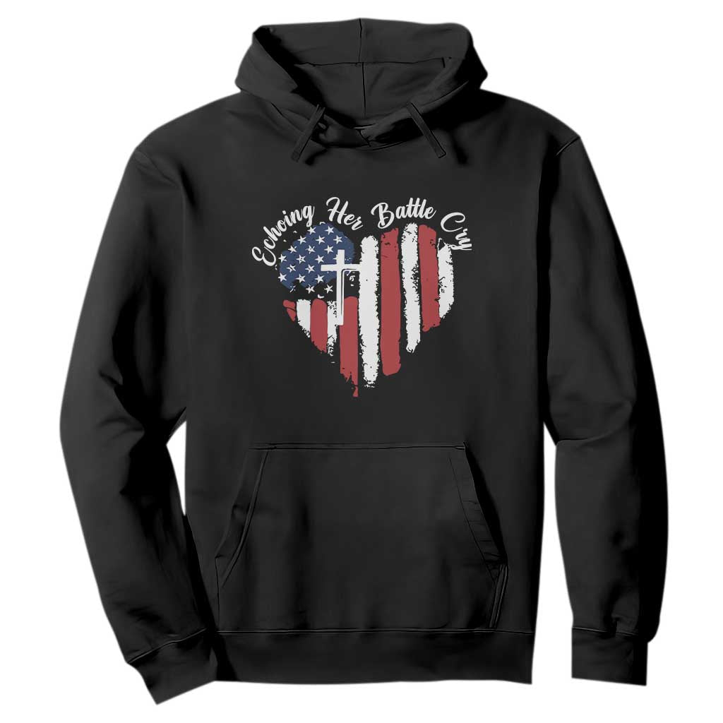 Charlie Kirk Memorial Hoodie Battle Cry Erika Kirk Christian USA Flag Cross TS10 Black Print Your Wear