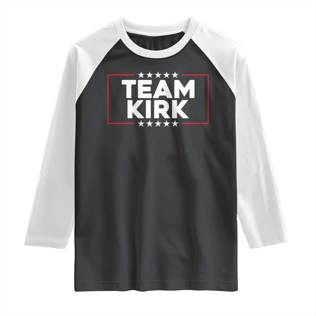 Team Kirk Raglan Shirt Last Name Kirk Family Name Matching Member Surname TS10 Black White Print Your Wear