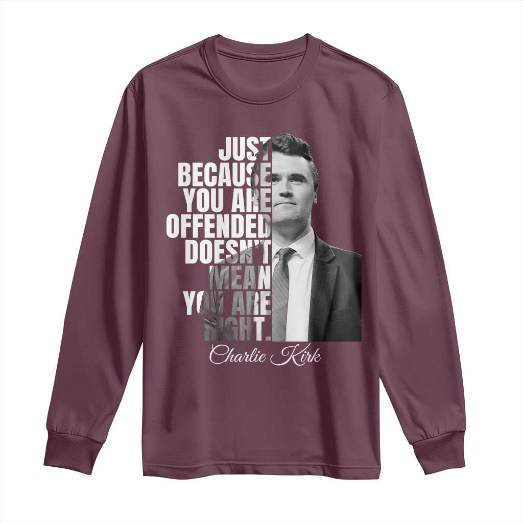 Charlie Kirk Long Sleeve Shirt Free Speech Memorial Tribute TS10 Maroon Print Your Wear