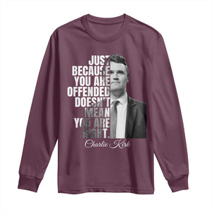 Charlie Kirk Long Sleeve Shirt Free Speech Memorial Tribute TS10 Maroon Print Your Wear