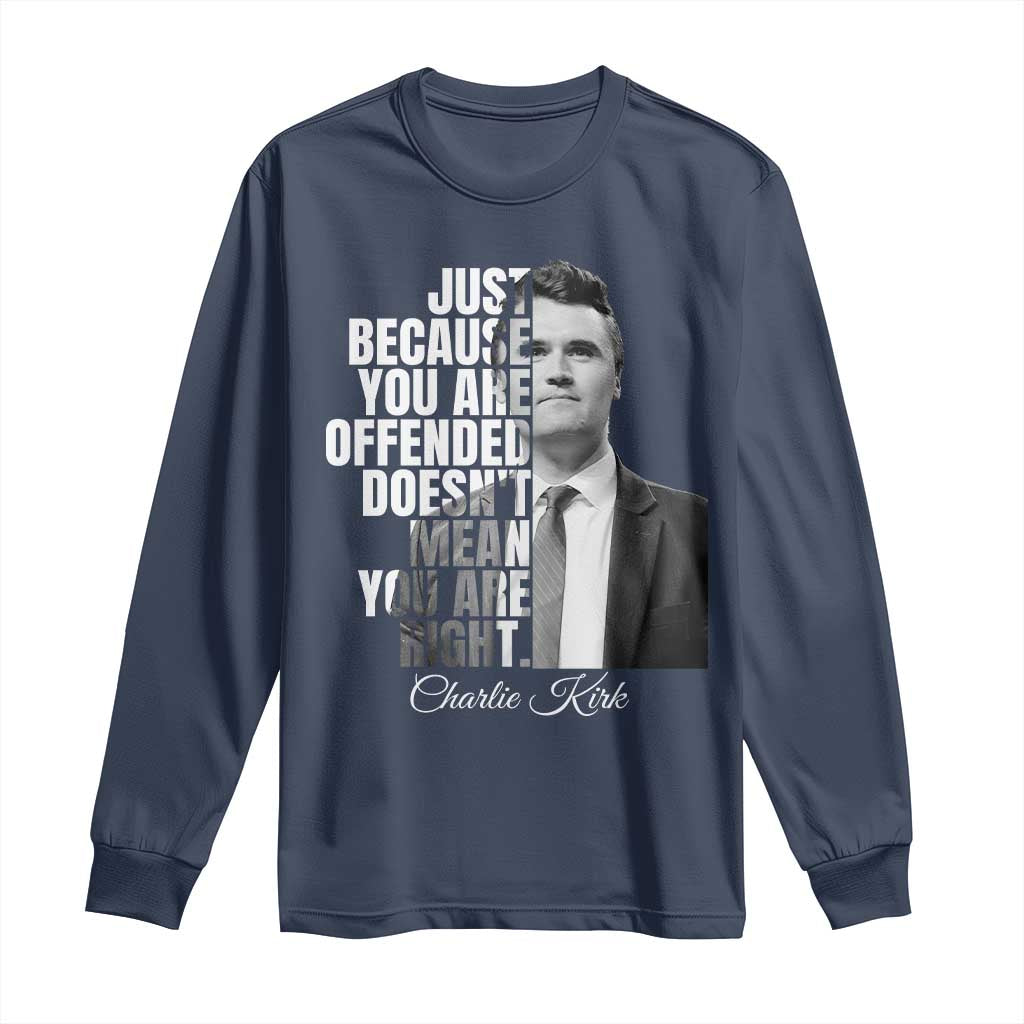 Charlie Kirk Long Sleeve Shirt Free Speech Memorial Tribute TS10 Navy Print Your Wear