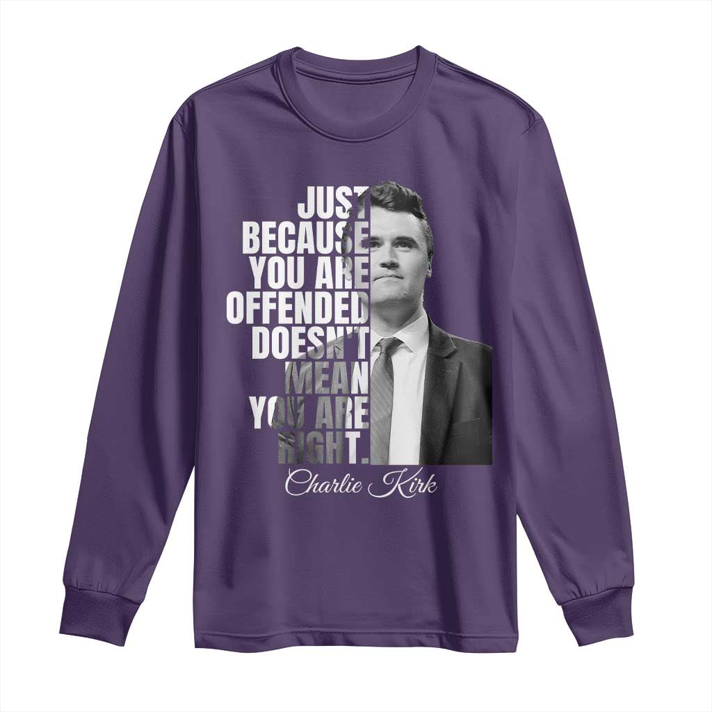 Charlie Kirk Long Sleeve Shirt Free Speech Memorial Tribute TS10 Purple Print Your Wear