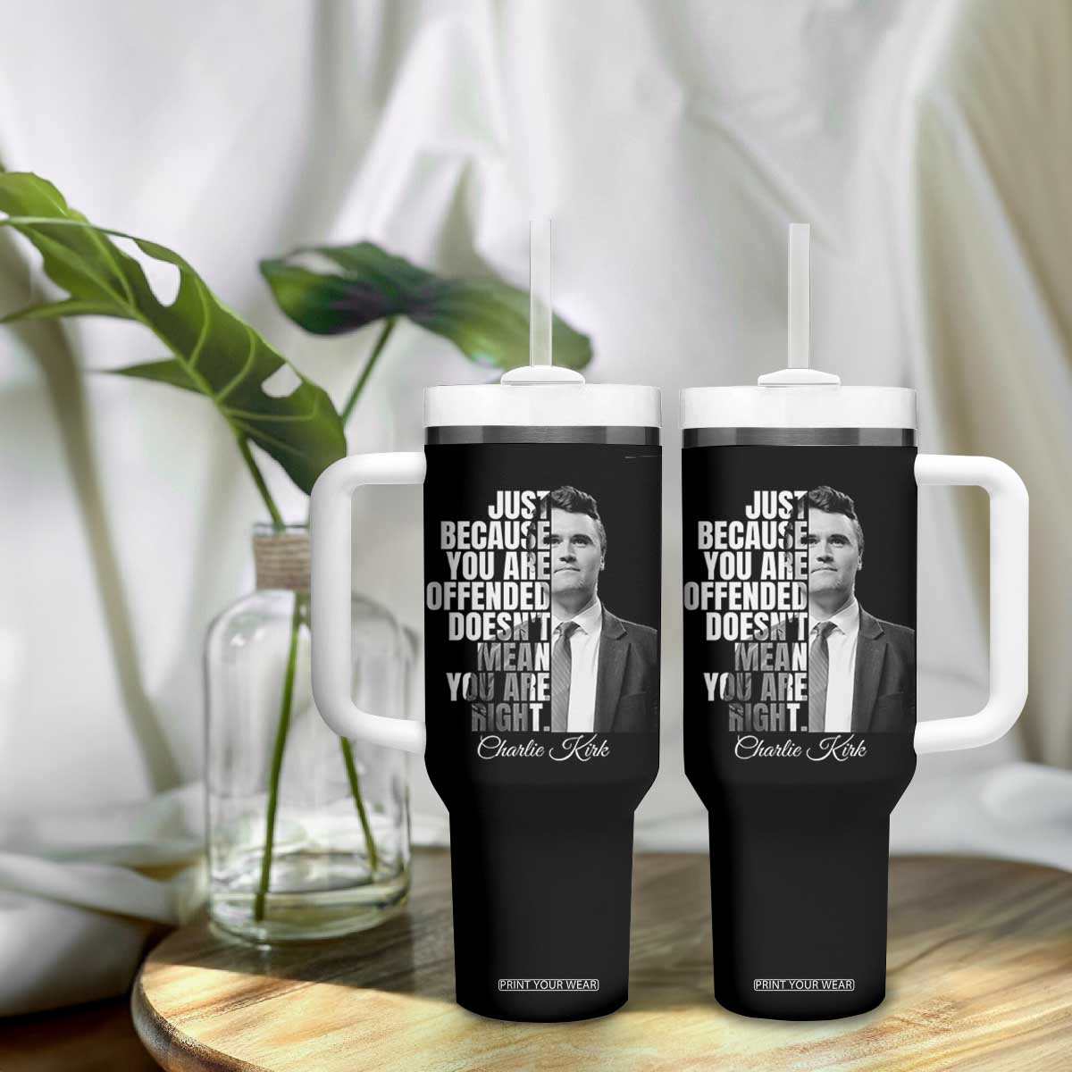 Charlie Kirk Tumbler With Handle Free Speech Memorial Tribute TS10 Print Your Wear