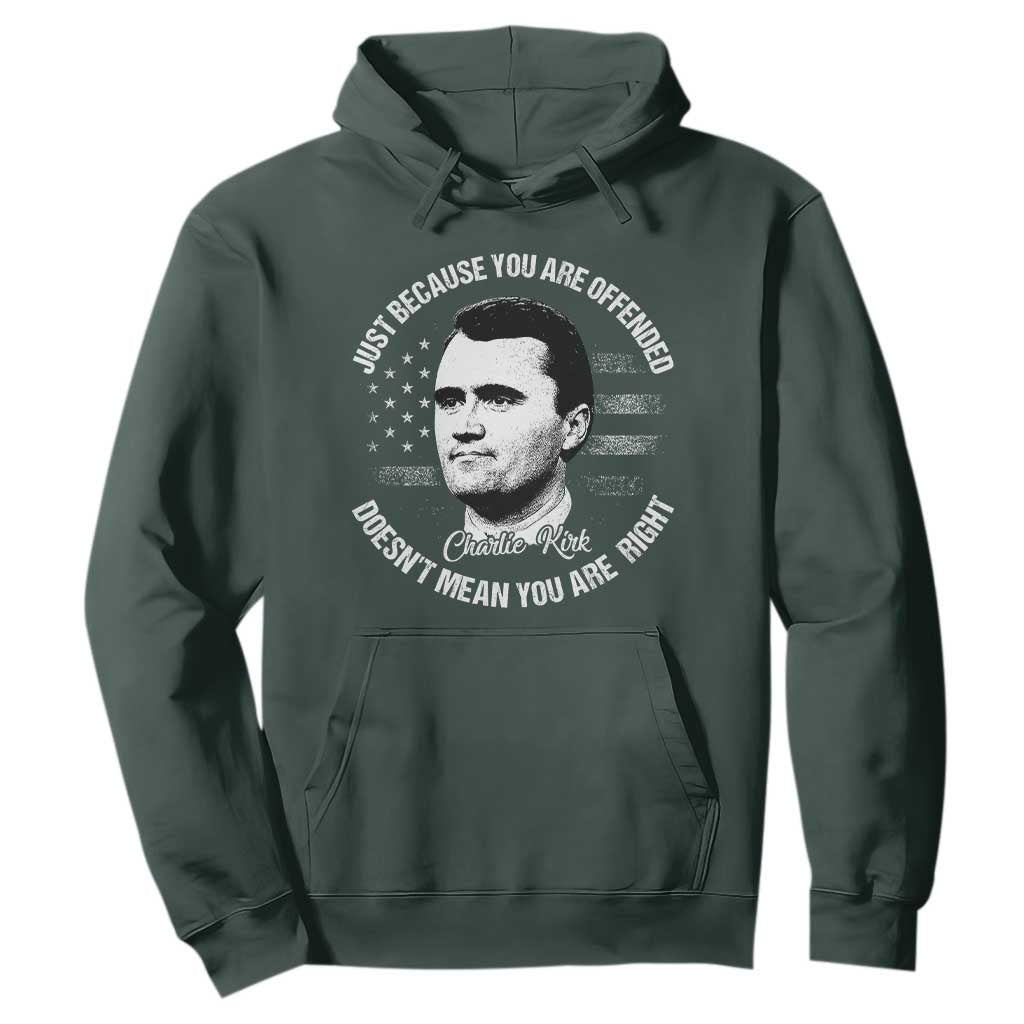 Charlie Kirk Hoodie Free Speech Retro USA Flag TS10 Dark Forest Green Print Your Wear