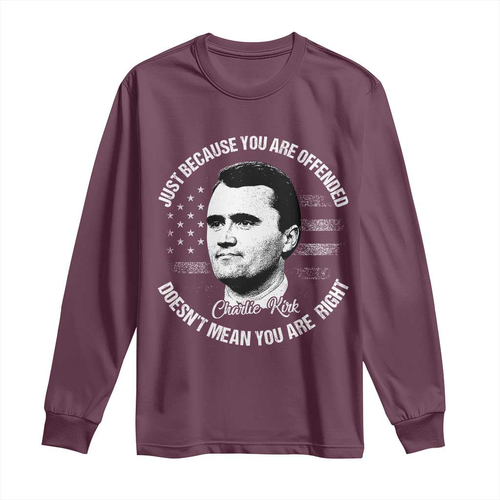Charlie Kirk Long Sleeve Shirt Free Speech Retro USA Flag TS10 Maroon Print Your Wear