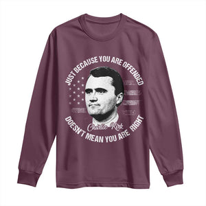 Charlie Kirk Long Sleeve Shirt Free Speech Retro USA Flag TS10 Maroon Print Your Wear