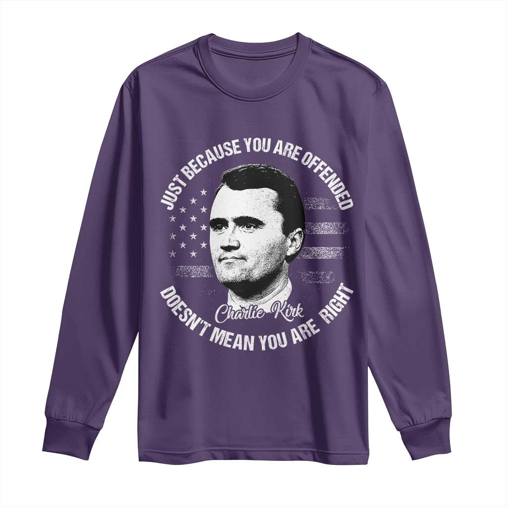 Charlie Kirk Long Sleeve Shirt Free Speech Retro USA Flag TS10 Purple Print Your Wear