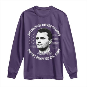 Charlie Kirk Long Sleeve Shirt Free Speech Retro USA Flag TS10 Purple Print Your Wear
