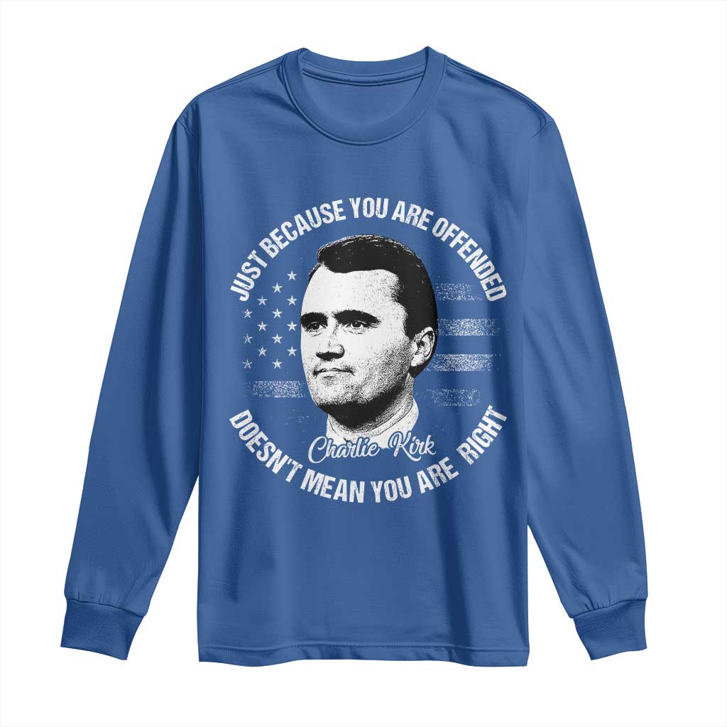 Charlie Kirk Long Sleeve Shirt Free Speech Retro USA Flag TS10 Royal Blue Print Your Wear