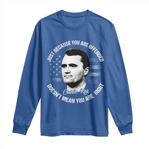 Charlie Kirk Long Sleeve Shirt Free Speech Retro USA Flag TS10 Royal Blue Print Your Wear