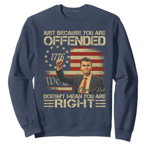 Charlie Kirk Memorial Sweatshirt Freedom Commemorative USA Flag Tribute TS10 Navy Print Your Wear