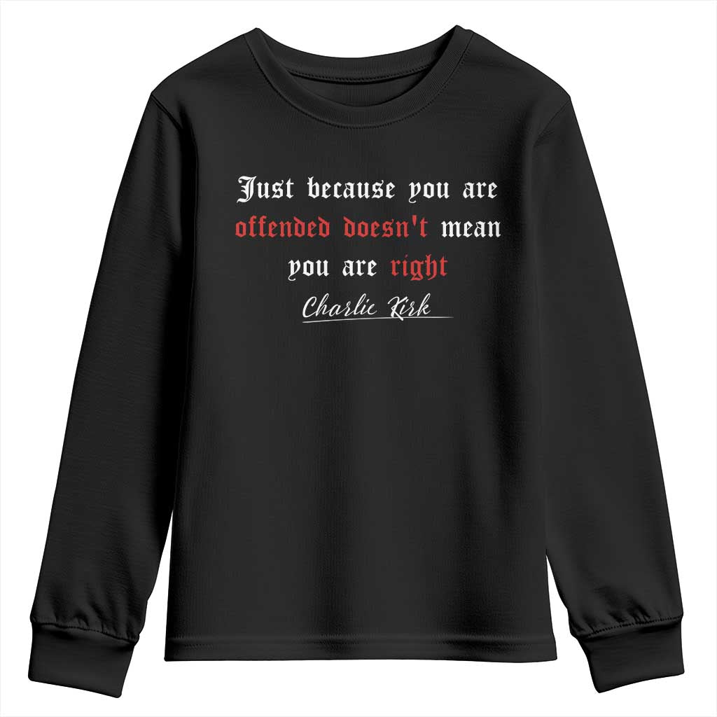 Charlie Kirk Youth Sweatshirt True Patriot Tribute Freedom Conservative Supporter TS10 Black Print Your Wear