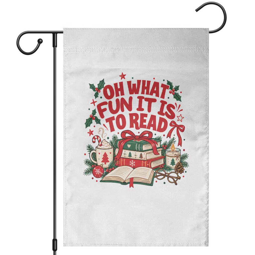 Book Lover Christmas Gift For Reader Garden Flag Oh What Fun It Is To Read Cozy Holiday Reading Teacher