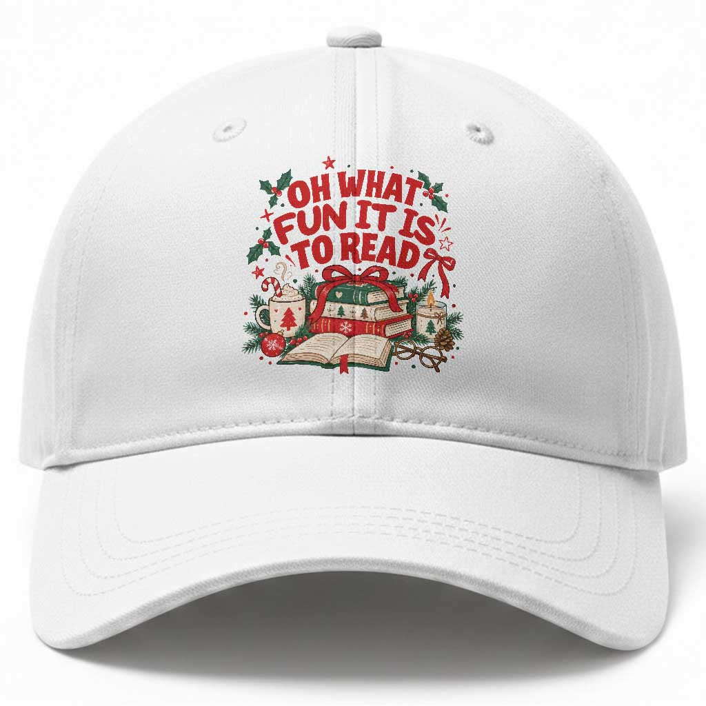 Book Lover Christmas Gift For Reader Baseball Cap Oh What Fun It Is To Read Cozy Holiday Reading Teacher