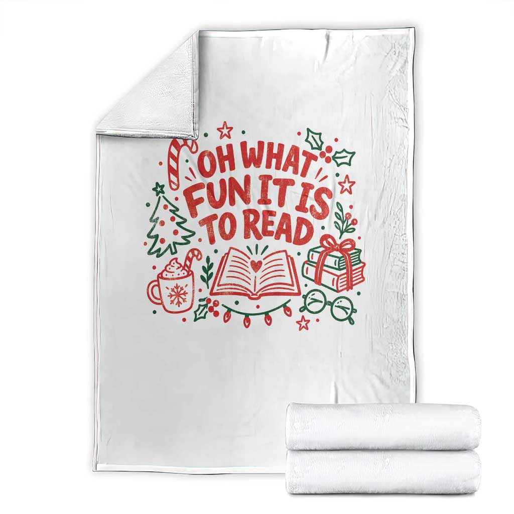 Book Lover Christmas Throw Blanket Gift For Reader Teacher Oh What Fun It Is To Read Graphic