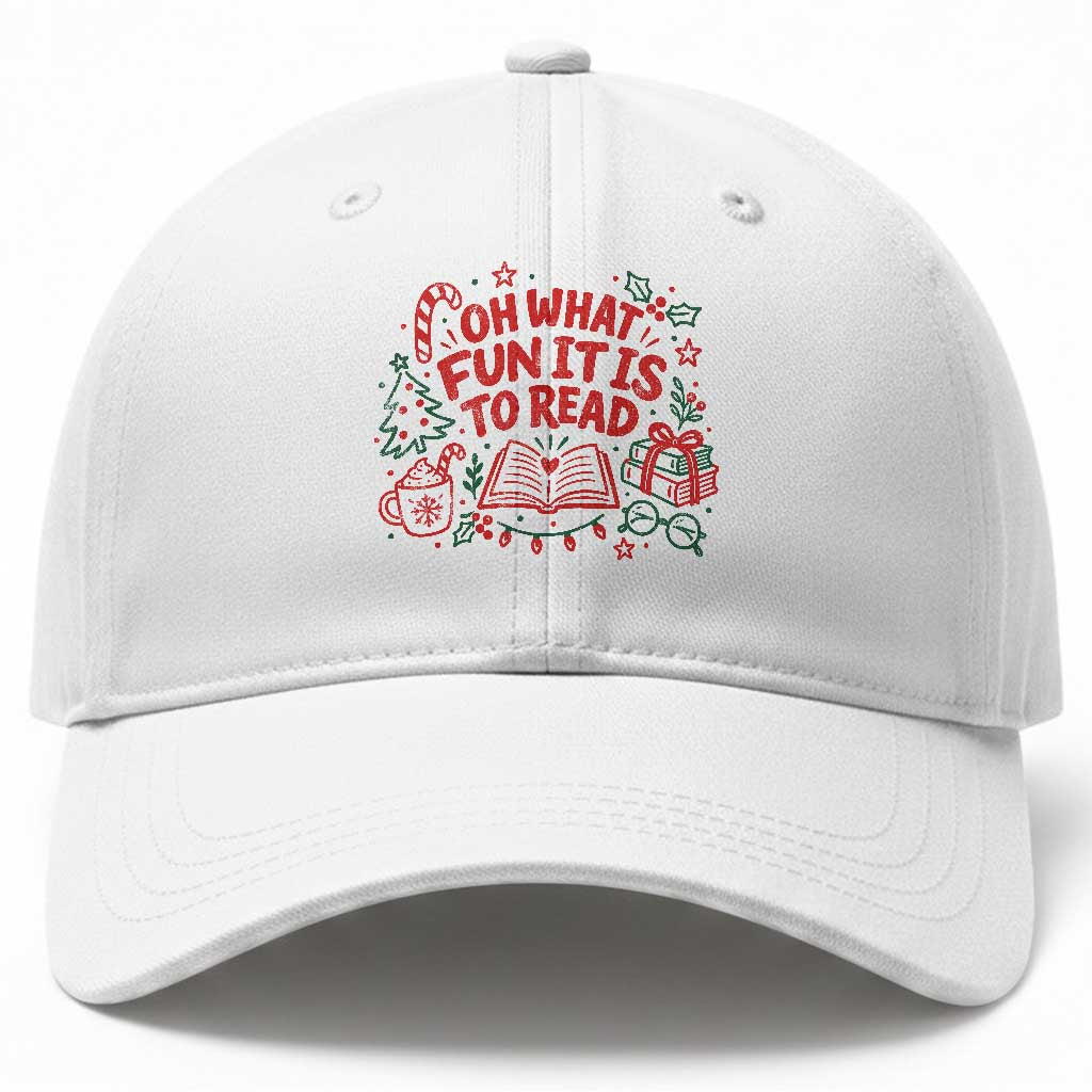 Book Lover Christmas Baseball Cap Gift For Reader Teacher Oh What Fun It Is To Read Graphic