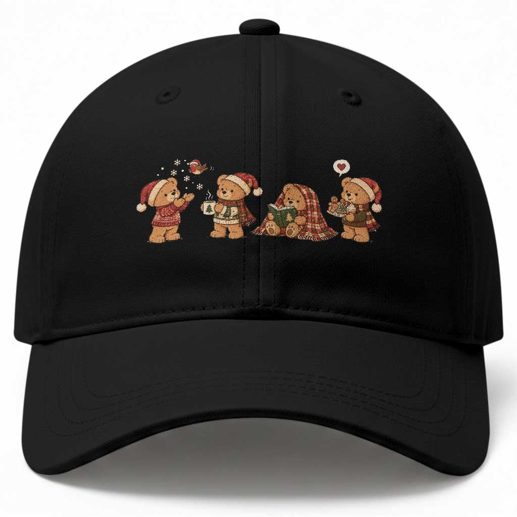 Cute Christmas Teddy Bear Holiday Baseball Cap Cozy Winter Festive Season Animal Lovers