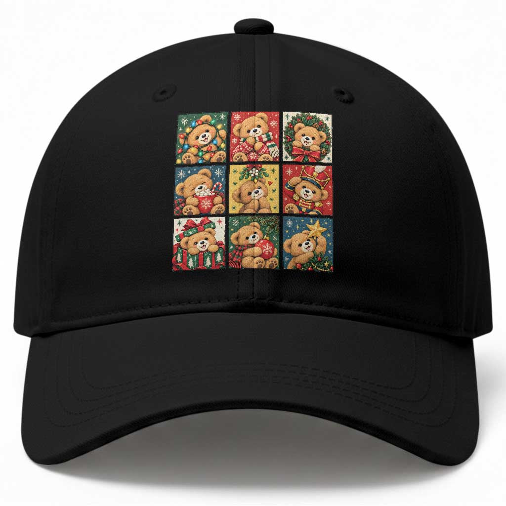 Cute Christmas Teddy Bear Baseball Cap Winter Animal Cozy Aesthetic Graphic