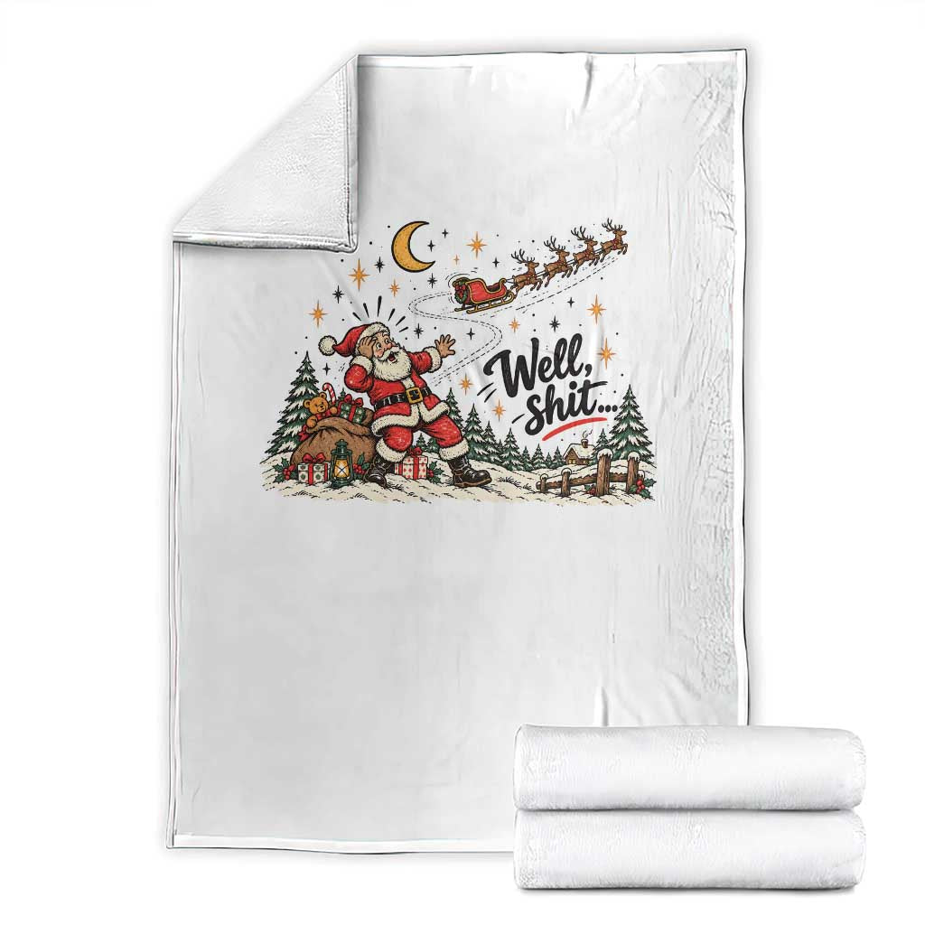 Funny Well Shit Santa Christmas Sarcastic Holiday Throw Blanket Retro Vintage Comic Graphic