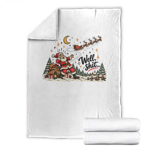 Funny Well Shit Santa Christmas Sarcastic Holiday Throw Blanket Retro Vintage Comic Graphic