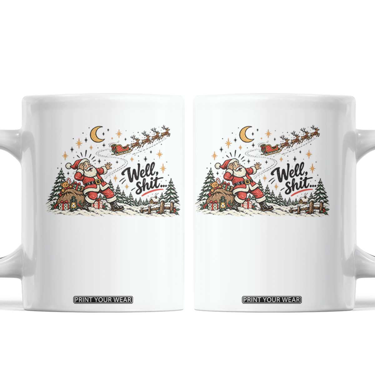 Funny Well Shit Santa Christmas Sarcastic Holiday Coffee Mug Retro Vintage Comic Graphic