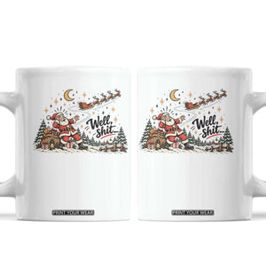 Funny Well Shit Santa Christmas Sarcastic Holiday Coffee Mug Retro Vintage Comic Graphic