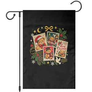 Vintage Christmas Teddy Bear Postage Stamp Garden Flag Postage Stamp Winter Postcard Graphic