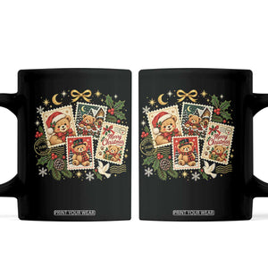 Vintage Christmas Teddy Bear Postage Stamp Coffee Mug Postage Stamp Winter Postcard Graphic