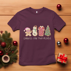 Christmas Pregnancy Announcement T Shirt Cookies For Two Please Xmas Maternity Gift TS10 Maroon Print Your Wear