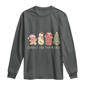 Christmas Pregnancy Announcement Long Sleeve Shirt Cookies For Two Please Xmas Maternity Gift TS10 Dark Heather Print Your Wear