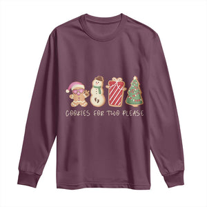 Christmas Pregnancy Announcement Long Sleeve Shirt Cookies For Two Please Xmas Maternity Gift TS10 Maroon Print Your Wear