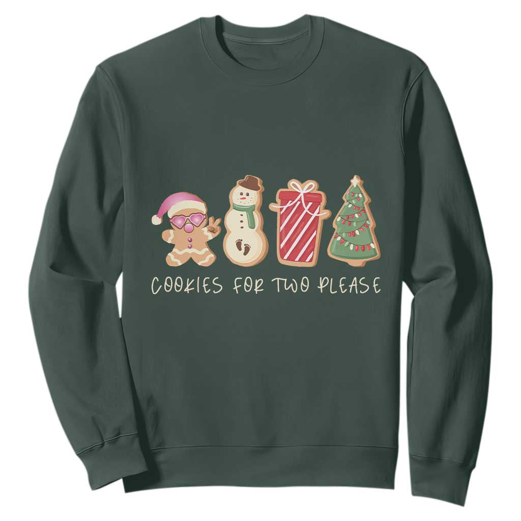 Christmas Pregnancy Announcement Sweatshirt Cookies For Two Please Xmas Maternity Gift TS10 Dark Forest Green Print Your Wear
