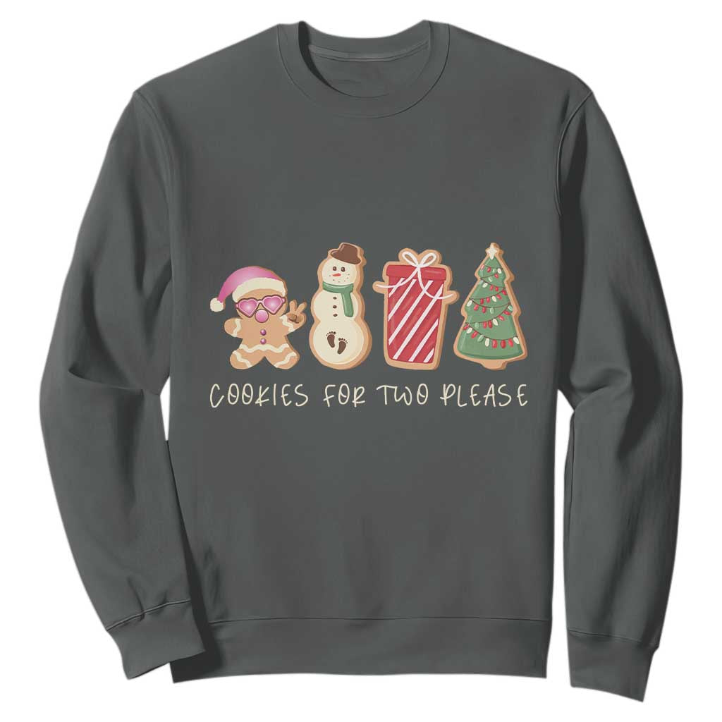 Christmas Pregnancy Announcement Sweatshirt Cookies For Two Please Xmas Maternity Gift TS10 Dark Heather Print Your Wear