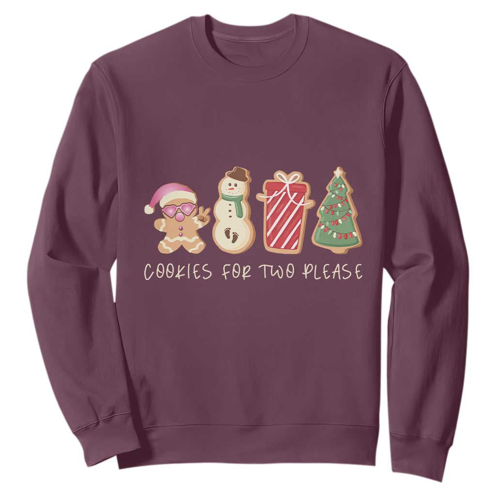 Christmas Pregnancy Announcement Sweatshirt Cookies For Two Please Xmas Maternity Gift TS10 Maroon Print Your Wear