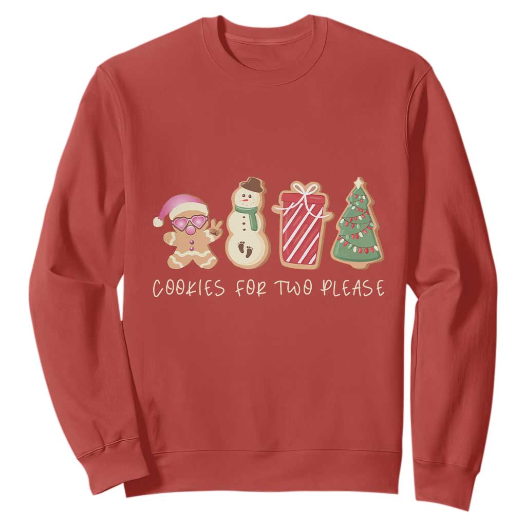 Christmas Pregnancy Announcement Sweatshirt Cookies For Two Please Xmas Maternity Gift TS10 Red Print Your Wear