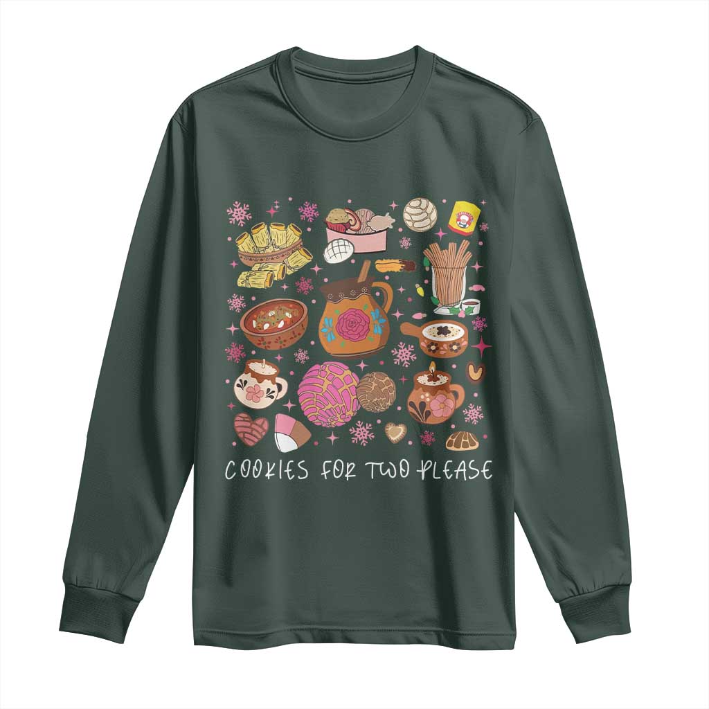 Mexican Christmas Pregnancy Announcement Long Sleeve Shirt Cookies For Two Please Xmas Maternity Gift TS10 Dark Forest Green Print Your Wear