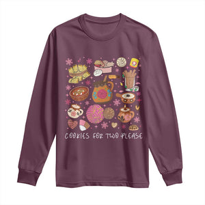 Mexican Christmas Pregnancy Announcement Long Sleeve Shirt Cookies For Two Please Xmas Maternity Gift TS10 Maroon Print Your Wear