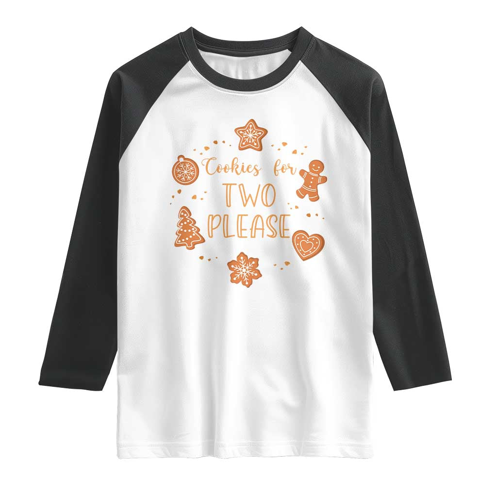 Christmas Pregnant Raglan Shirt Cookies For Two Please Pregnancy Announcement TS10 White Black Print Your Wear