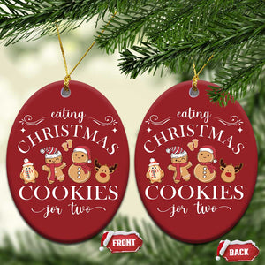 Pregnancy Announcement Christmas Ornament Eating Xmas Cookies For Two Maternity Gift TS10 Oval Red Print Your Wear