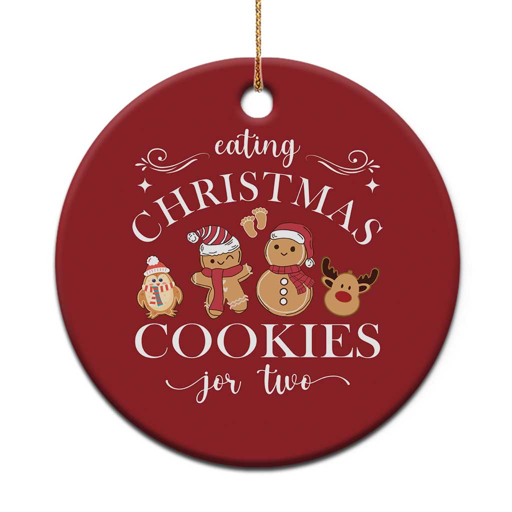 Pregnancy Announcement Christmas Ornament Eating Xmas Cookies For Two Maternity Gift TS10 Print Your Wear