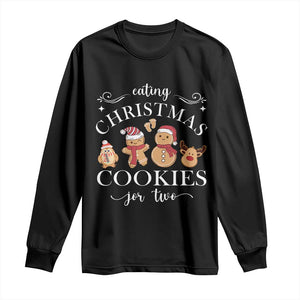 Christmas Pregnancy Announcement Long Sleeve Shirt Eating Xmas Cookies For Two Maternity Gift TS10 Black Print Your Wear