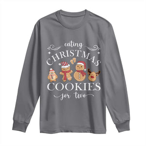 Christmas Pregnancy Announcement Long Sleeve Shirt Eating Xmas Cookies For Two Maternity Gift TS10 Charcoal Print Your Wear