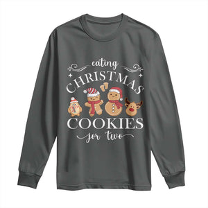 Christmas Pregnancy Announcement Long Sleeve Shirt Eating Xmas Cookies For Two Maternity Gift TS10 Dark Heather Print Your Wear