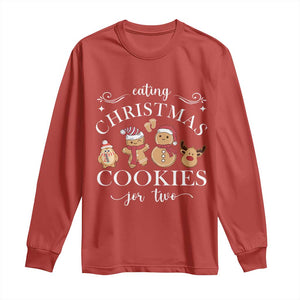 Christmas Pregnancy Announcement Long Sleeve Shirt Eating Xmas Cookies For Two Maternity Gift TS10 Red Print Your Wear