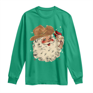 Christmas Cowboy Long Sleeve Shirt Santa Claus Merry Xmas Vintage 90s Western Country TS10 Irish Green Print Your Wear