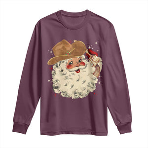 Christmas Cowboy Long Sleeve Shirt Santa Claus Merry Xmas Vintage 90s Western Country TS10 Maroon Print Your Wear